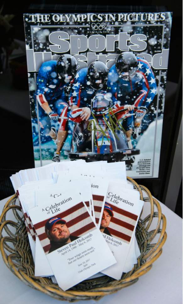 Steve Griffin  |  The Salt Lake Tribune



The program for A Celebration of Life for Steve Holcomb as Park City and the Holcomb family and friends hold a memorial to honor the late 37-year-old Park City gold medalist bobsledder who passed away suddenly in Lake Placid last month. The remembrance was held in the summer pavilion at Utah Olympic Park Park City Saturday June 10, 2017.