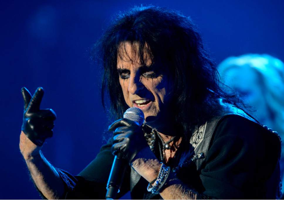 Steve Griffin  |  The Salt Lake Tribune
Rock legend Alice Cooper entertains the crowd as he brings his acclaimed music and horror-theater show to Kingsbury Hall in Salt Lake City on Tuesday, June 13, 2017. Cooper's latest album, "Paranormal," is set for a July 28 release date in Salt Lake City Tuesday June 13, 2017.