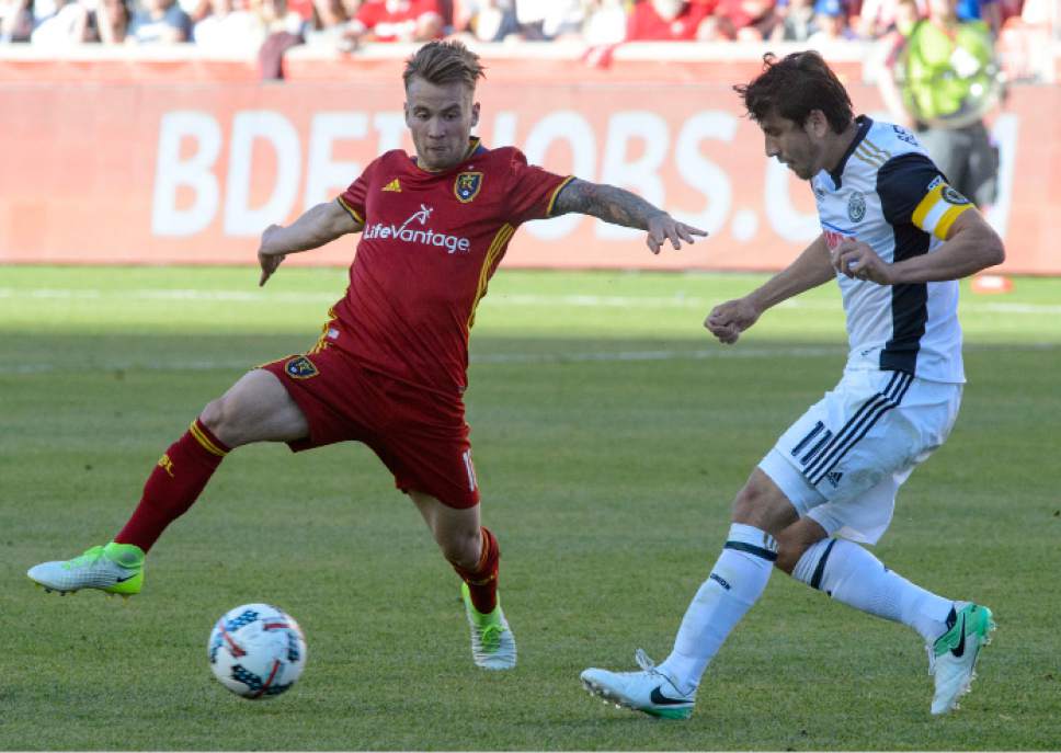 Steve Griffin  |  The Salt Lake Tribune



Real Salt Lake midfielder Albert Rusnak (11) stretches for the ball during the RSL vs. Philadelphia Union soccer match at Rio Tinto Stadium in Sandy Saturday May 27, 2017.