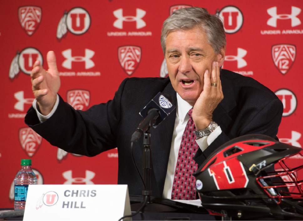Rick Egan  |  The Salt Lake Tribune

University of Utah Athletic Director, Chris Hill announces that the University of Utah will add men's lacrosse as a division 1 sport in a news conference at the Spence and Cleone Eccles Center, Friday, June 16, 2017.