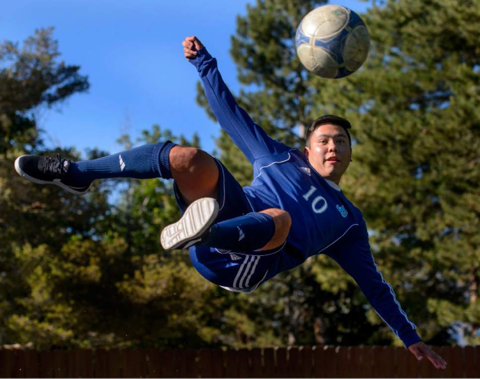 Steve Griffin  |  The Salt Lake Tribune


Juan Diego soccer player Ruben Castillo is this year's Tribune boys' soccer MVP. He is photographed here in Sandy, Utah Wednesday June 14, 2017.