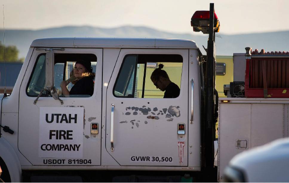 Leah Hogsten  |  The Salt Lake Tribune
Firefighting crews get ready to roll out for the day on the fire line from base camp at the Iron County Fairgrounds, Monday, June 19, 2017, to put out a wildfire burning north of the southern Utah ski town of Brian Head.