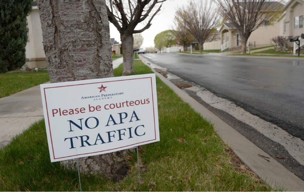 Al Hartmann  |  The Salt Lake Tribune
A sign along Election St. in Draper asks for courtesy from construction traffic. American Prepatory Academy was told to halt construction of its new high school campus in Draper Thursday morning but workers were still on the job in the afternoon.