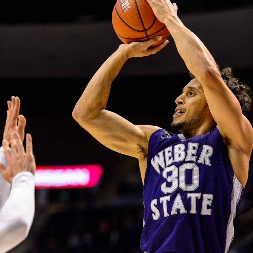 Trent Nelson  |  The Salt Lake Tribune
Weber State Wildcats guard Jeremy Senglin (30) puts up a shot as BYU hosts Weber State, NCAA basketball at the Marriott Center in Provo, Wednesday December 7, 2016.