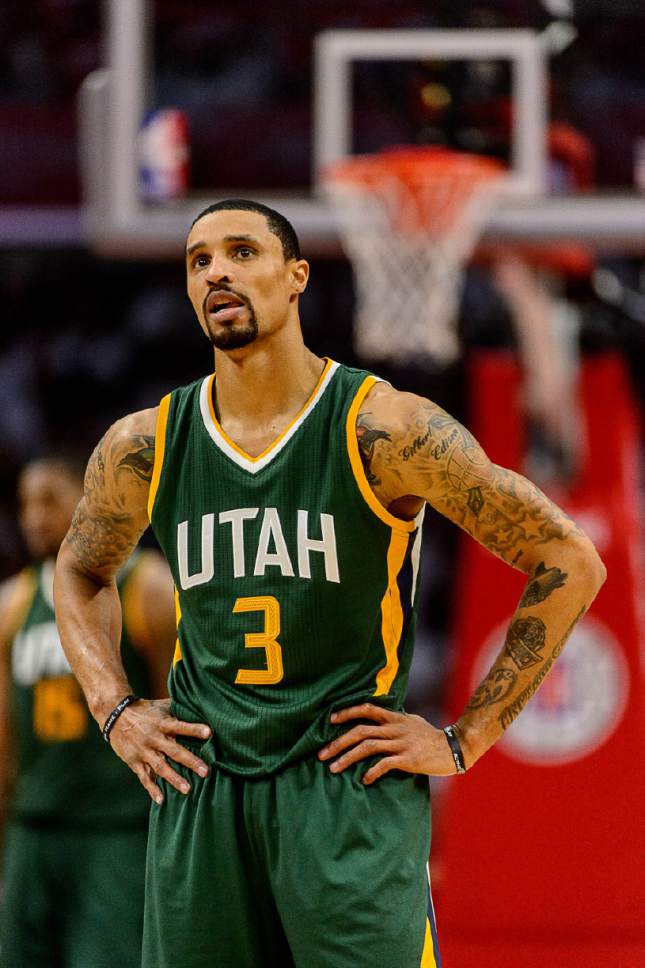 Trent Nelson  |  The Salt Lake Tribune
Utah Jazz guard George Hill (3) as the Utah Jazz face the Los Angeles Clippers in Game 7 at STAPLES Center in Los Angeles, California, Sunday April 30, 2017.