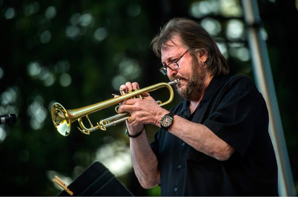 Chris Detrick  |  The Salt Lake Tribune
Trumpeter Chuck Findley performs with the Salt Lake City Jazz Orchestra at the Utah Arts Festival Friday, June 23, 2017.