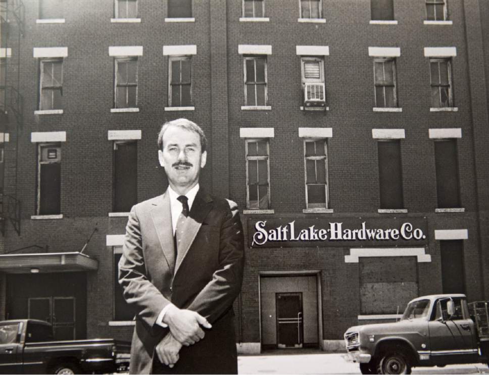 Rick Egan  |  Tribune File Photo

John W. Williams stands in front of the Salt Lake Hardware Co. builiding on July 23, 1990.