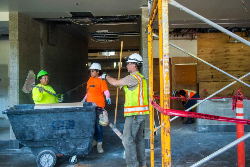 Chris Detrick  |  The Salt Lake Tribune
Construction continues on the Vivint Smart Home Arena Tuesday, June 27, 2017.