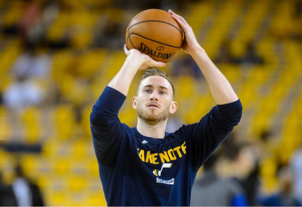Steve Griffin  |  The Salt Lake Tribune


Utah Jazz forward Gordon Hayward (20) warms-up prior tot he start of NBA playoff game between the Utah Jazz and the Golden State Warriors at Oracle Arena in Oakland Tuesday May 2, 2017.