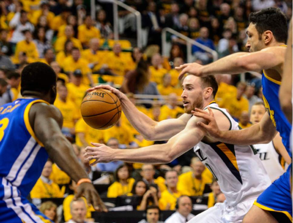 Steve Griffin  |  The Salt Lake Tribune


Utah Jazz forward Gordon Hayward (20) drives into the lane during game 4 of the NBA playoff game between the Utah Jazz and the Golden State Warriors at Vivint Smart Home Arena in Salt Lake City Monday May 8, 2017.