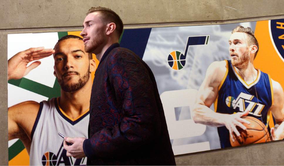 Leah Hogsten  |  The Salt Lake Tribune Utah Jazz forward Gordon Hayward enters Vivint Smart Home Arena, Friday, April 28, 2017 as the Utah Jazz prepare to meet the Los Angeles Clippers for Game 6 during the NBA's first-round playoff series.