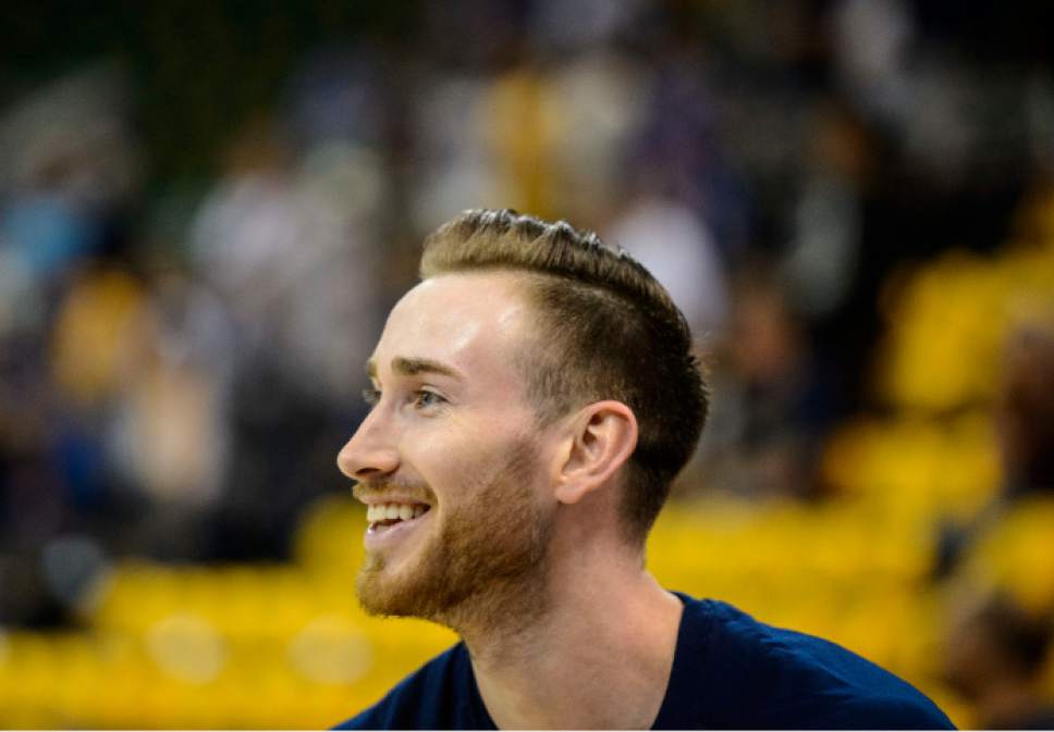 Steve Griffin  |  The Salt Lake Tribune


Utah Jazz forward Gordon Hayward (20) smiles as he warms up prior to game 4 of the NBA playoff game between the Utah Jazz and the Golden State Warriors at Vivint Smart Home Arena in Salt Lake City Monday May 8, 2017.