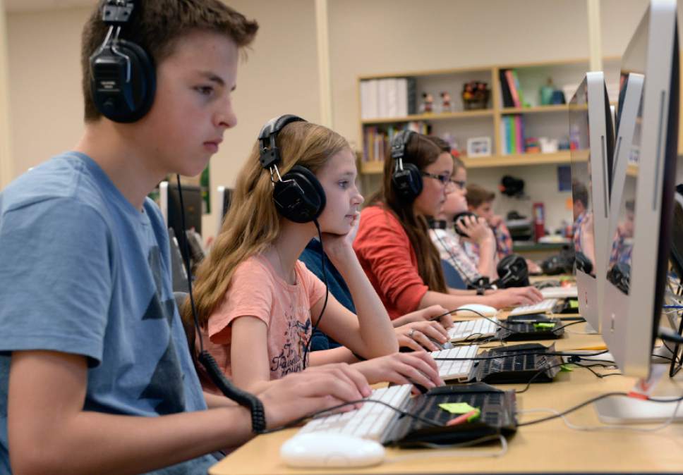 Al Hartmann  |  The Salt Lake Tribune
Sixth graders at Fox Hollow Elementary School in Lehi take the state SAGE test. Starting teacher salaires for elementary school teacchers  in the Alpine School District is $41,000 for the 2017i-18 school year.