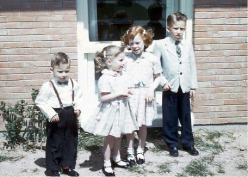 Courtesy Robert Kirby
Salt Lake Tribune Columnist Robert Kirby and his siblings outside the chapel of Zaragoza AFB in Spain in 1960.