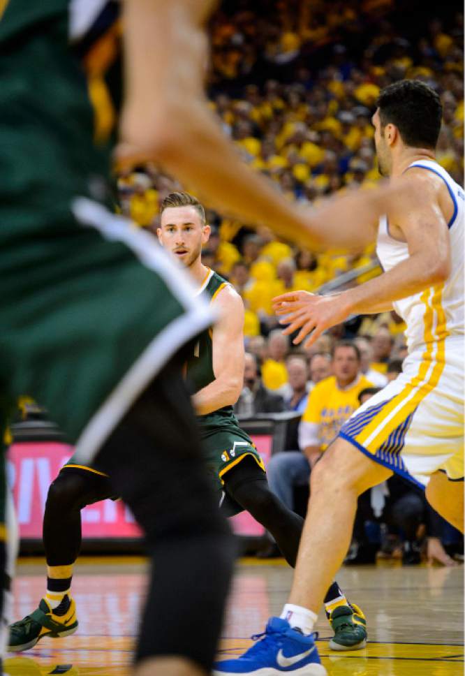 Steve Griffin  |  The Salt Lake Tribune


Utah Jazz forward Gordon Hayward (20) tries to get the ball inside during NBA playoff game between the Utah Jazz and the Golden State Warriors at Oracle Arena in Oakland Tuesday May 2, 2017.
