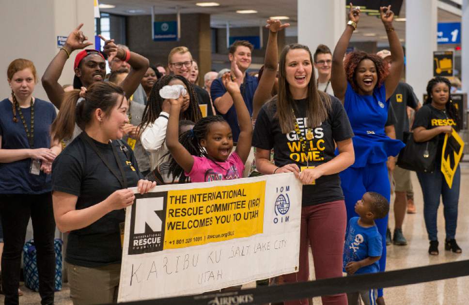 Leah Hogsten  |  The Salt Lake Tribune


The Salt Lake City office of the International Rescue Committee welcomes the last refugee family to Utah on Thursday,  July 6, 2017, before President Donald Trump's 120-day ban on refugees goes into effect.