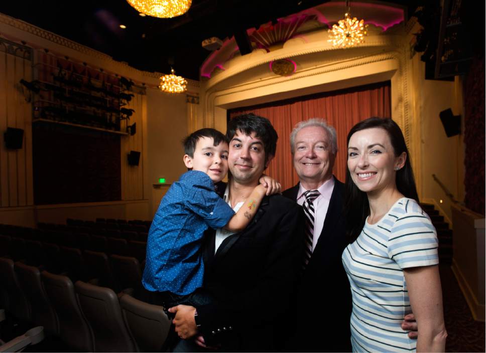 Rick Egan  |  The Salt Lake Tribune

Stefan Espinosa with son Sebastian, with his wife Vanessa Ballam, and Michael Ballam, who runs the company and is playing Henry VIII in a new musical at the Utah Festival Opera & Musical Theatre in Logan.