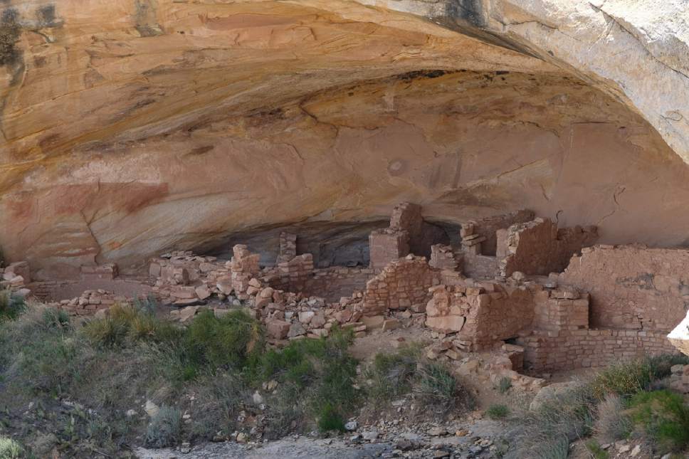 Francisco Kjolseth | The Salt Lake Tribune
Interior Secretary Ryan Zinke tours the Butler Wash Indian ruins within Bears Ears National Monument in southeastern Utah. Interior Secretary Zinke is touring the monument, including Grand Staircase-Escalante National Monument this week as part of a review order by President Trump.