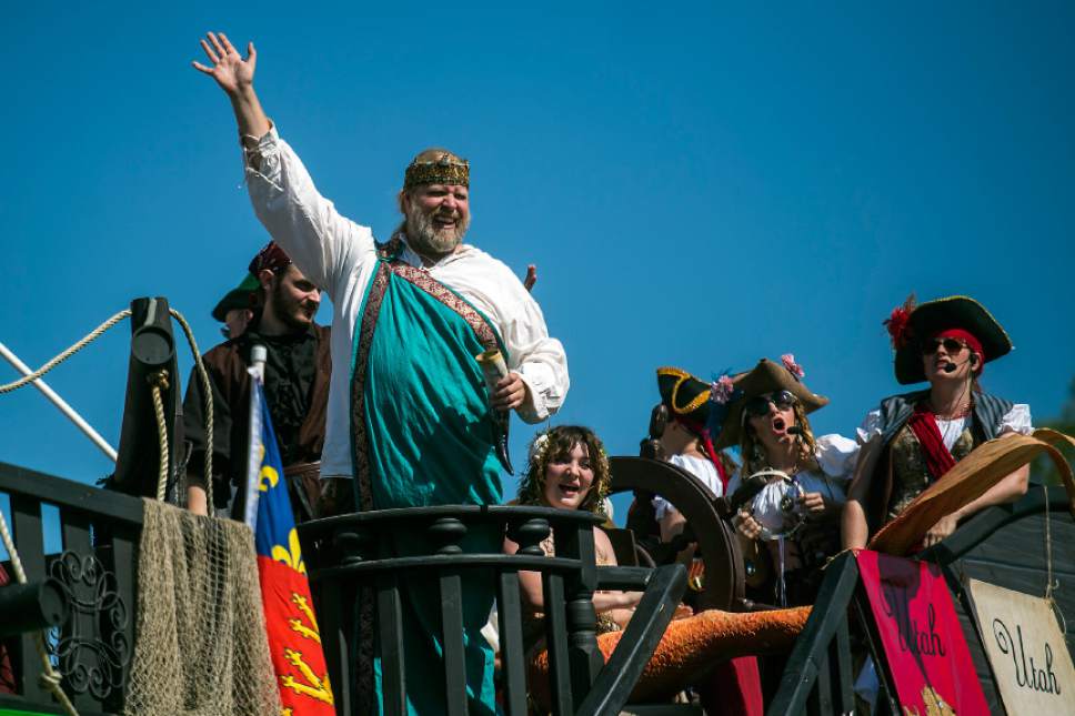 Chris Detrick  |  The Salt Lake Tribune
Utah Renaissance Faire performers during the annual Freedom Festival Grand Parade in downtown Provo Tuesday, July 4, 2017.