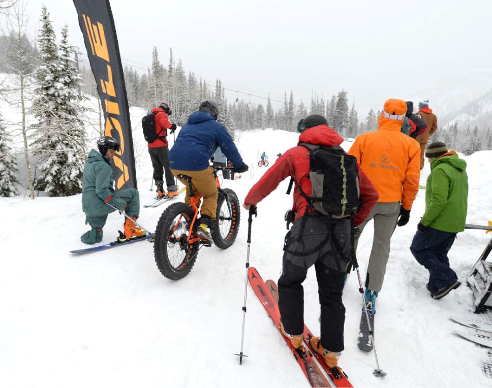 Steve Griffin / The Salt Lake Tribune

Skis, boots, biddings bikes and snow shoes were just a few of the items available available testing during the Outdoor Retailer demo day at Solitude in Salt Lake City Monday January 9, 2017.