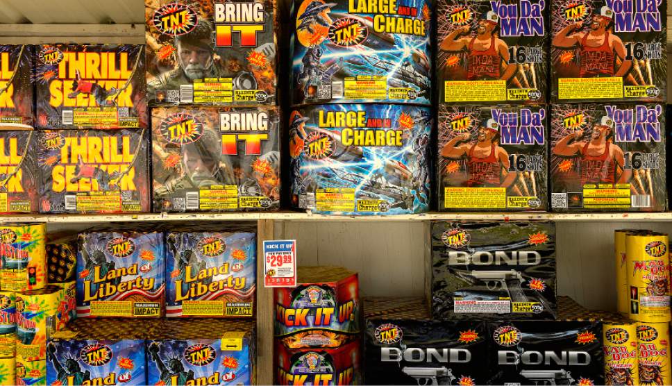 File photo |  The Salt Lake Tribune
Fireworks for sale at a  TNT Fireworks stand in Salt Lake County.