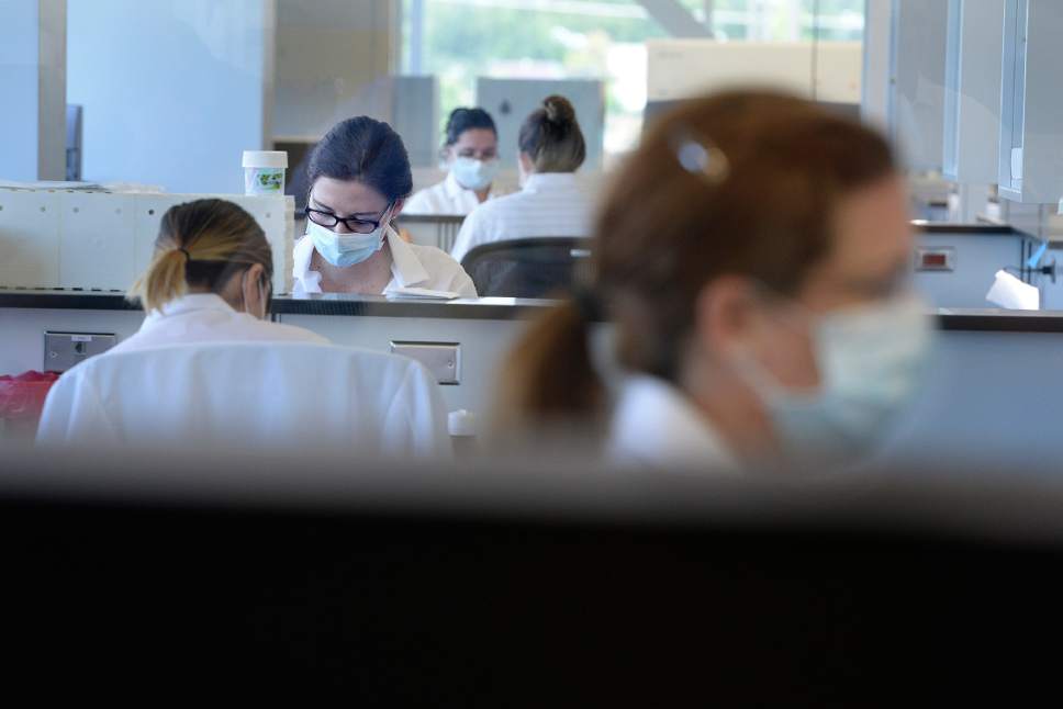 Scott Sommerdorf   |  The Salt Lake Tribune  


Forensic scientists at work in the Utah State Crime Lab in Taylorsville on Thursday, July 6, 2017.