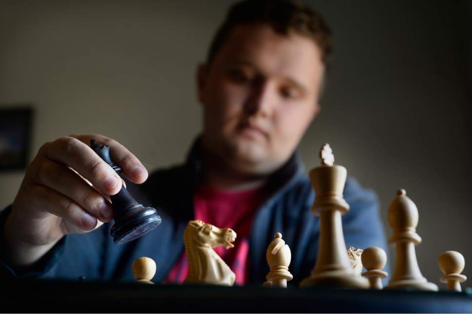 Scott Sommerdorf   |  The Salt Lake Tribune  
Nineteen-year-old Kayden Troff in his West Jordan home, Wednesday, July 5, 2017. Troff will be competing in the U.S. Junior Championship in St.Louis  – a tournament he won in 2014. He heads off on his two-year religious mission to Australia in October.