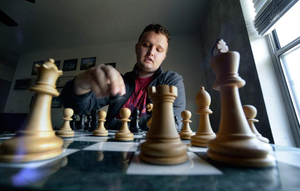 Scott Sommerdorf   |  The Salt Lake Tribune  
Nineteen-year-old Kayden Troff in his West Jordan home, Wednesday, July 5, 2017. Troff will be competing in the U.S. Junior Championship in St.Louis  – a tournament he won in 2014. He heads off on his two-year religious mission to Australia in October.