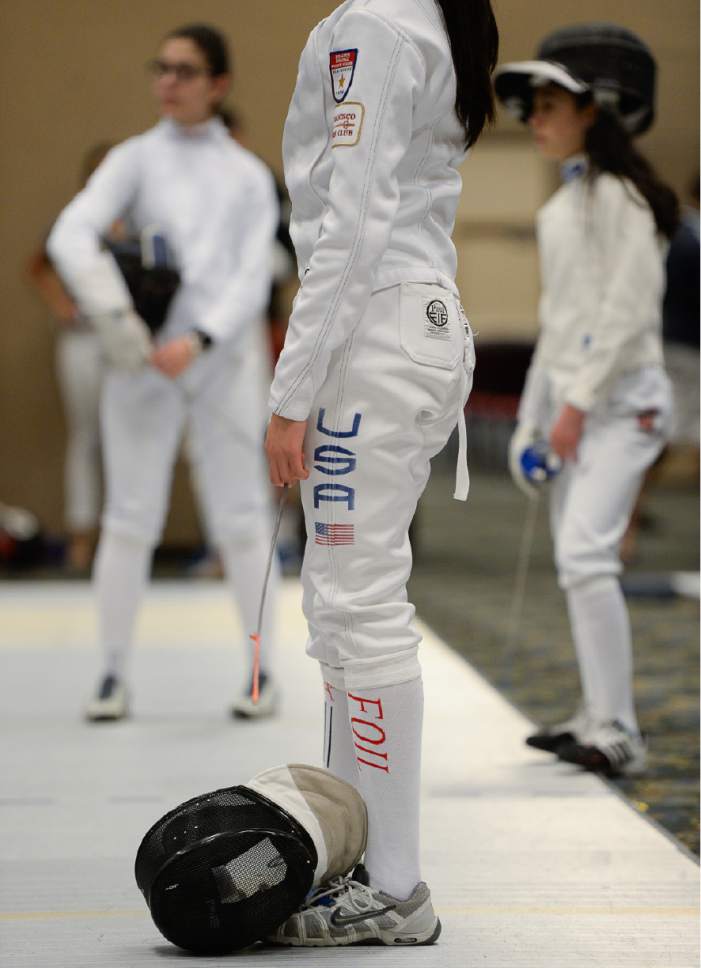 Francisco Kjolseth  |  The Salt Lake Tribune
Young fencers learn from olympians during the USA Fencing National Championships in Salt Lake City on Friday, July 7, 2017. More than 4,000 athletes from around the globe are competing.