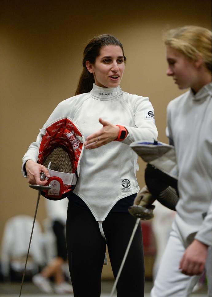 Francisco Kjolseth  |  The Salt Lake Tribune
Olympian Nicole Ross works with young girls during a clinic as part of  the USA Fencing National Championships in Salt Lake City on Friday, July 7, 2017. More than 4,000 athletes from around the globe are competing.