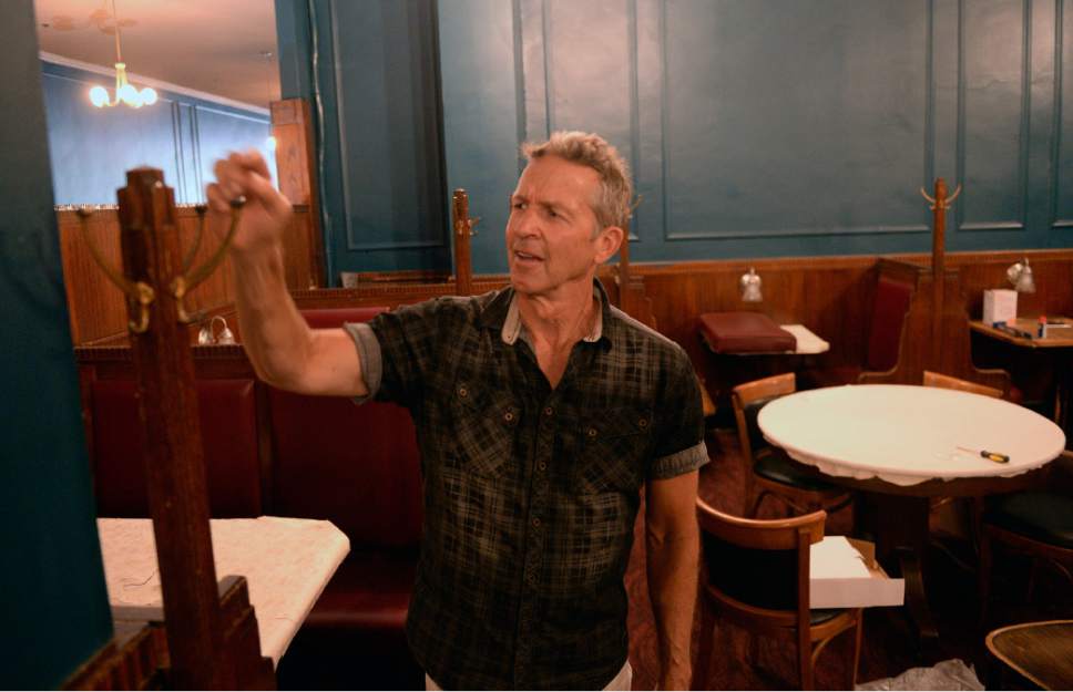 Al Hartmann  |  The Salt LakeTribune
 Jim Leany has purchased the original Art Deco booths, lunch counter and woodwork at the now-closed Lamb's Grill in Salt Lake City. The furnishings will be refreshed and moved to his new restaurant opening  next year in Orem. Friday, June 7, 2017.