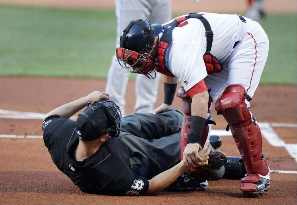 Home plate umpire Chris Segal hit by Josh Donaldson's bat The Salt
