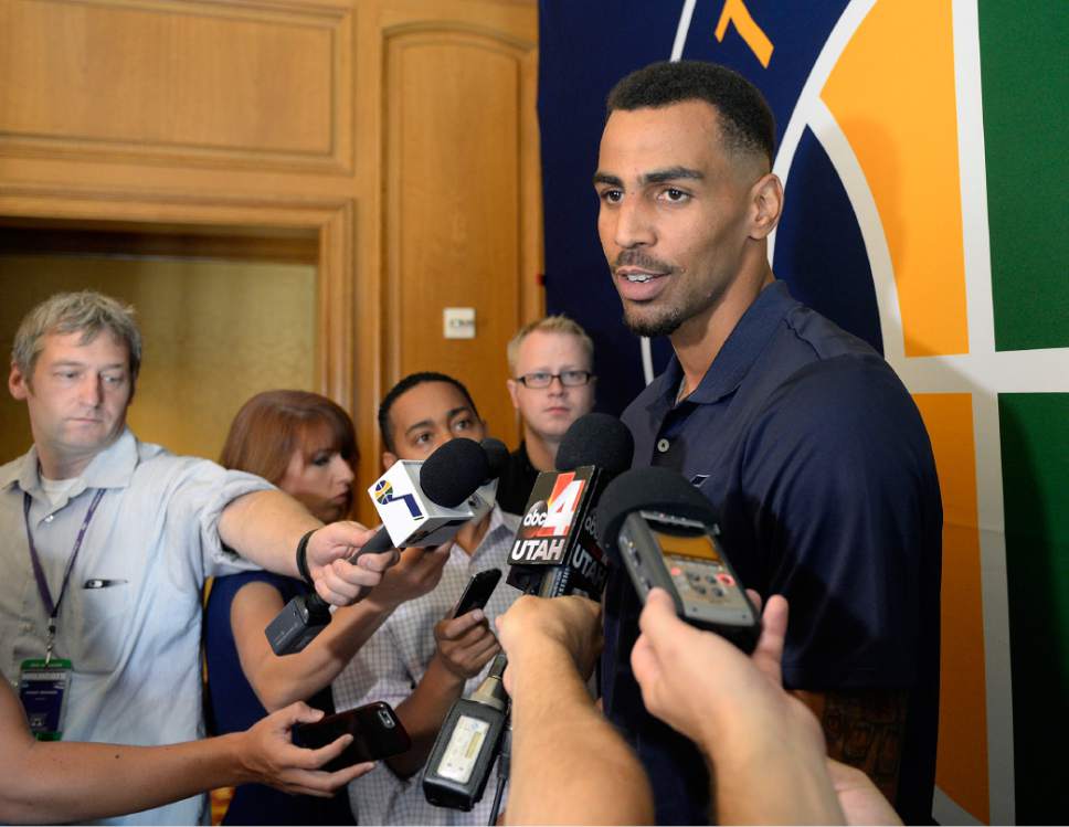 Al Hartmann  |  The Salt Lake Tribune
Thabo Sefolosha, just signed by the Jazz meets the media for the first time in Salt Lake City Tuesday July 18.