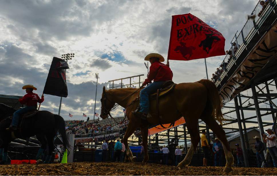 Francisco Kjolseth | The Salt Lake Tribune
Riders prepare for the start of the day's rodeo at the new 10,000-seat Fairpark Arena on day two of the Days of '47 Rodeo in its new home in Salt Lake City on Thursday, July 20, 2017.