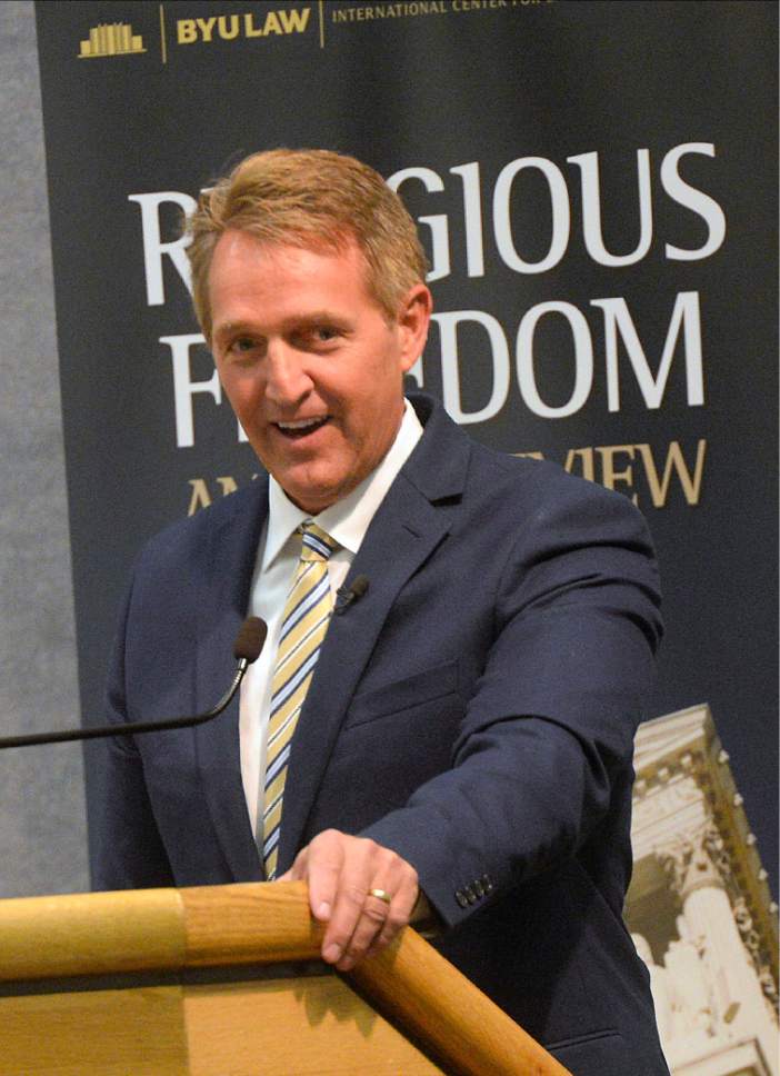 Al Hartmann  |  The Salt Lake Tribune


Arizona Sen. Jeff Flake gives the keynote address at the Religious Freedom Annual Review at Brigham Young University on Thursday, July 6, 2017.