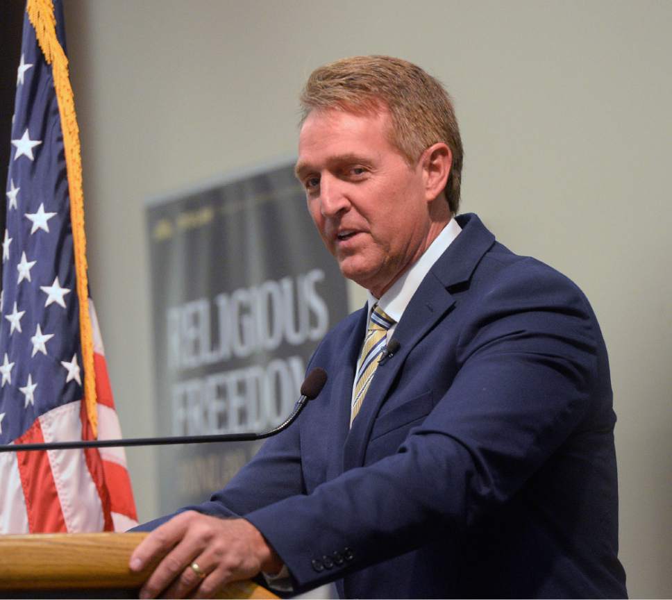 Al Hartmann  |  The Salt Lake Tribune


Arizona Sen. Jeff Flake gives the keynote address at the Religious Freedom Annual Review at Brigham Young University on Thursday, July 6, 2017.