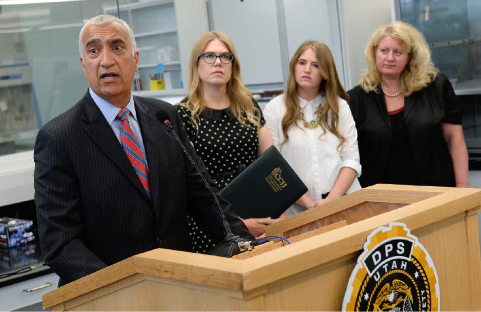 Francisco Kjolseth | The Salt Lake Tribune
Salt Lake County District Attorney Sim Gill discusses the positive outcomes with the introduction of the Sexual Assault Kit Initiative (SAKI) during a press conference on July 19, 2017 at the DPS Crime Lab in Taylorsville. The Commission on Criminal and Juvenile Justice (CCJJ) and the Utah Department of Public Safety (DPS) have established a group dedicated to pursuing justice for victims of sexual assault. That group includes a new victim advocate who will be the point of contact for victims seeking resources and the status of their sexual assault kit. A new information line has been set up for victims to connect directly to a victim advocate.