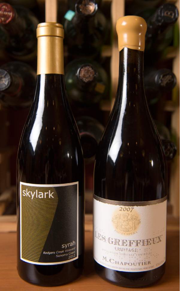 Leah Hogsten  |  The Salt Lake Tribune
Sommelier Jeremy Gow with Spencer's For Steaks & Chops is a fan of Syrah, including a 2012 Skylark Rodgers Creek Vineyard and a 2007 Ermitage Les Greffieux.
