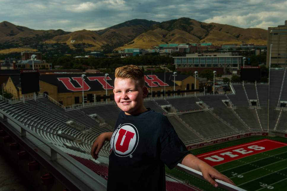 Chris Detrick  |  The Salt Lake Tribune
Mac Brennan, 11, poses for a portrait at University of Utah's Rice-Eccles Stadium on Wednesday, July 19, 2017.