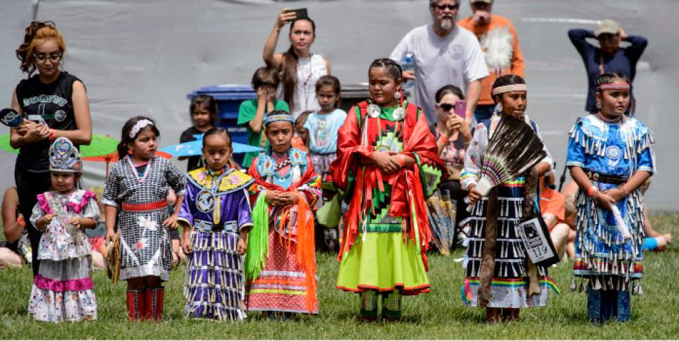 Steve Griffin  |  The Salt Lake Tribune


Children stand in line during the opening ceremony of the Native American Powwow & Festival at Liberty Park in Salt Lake City on Monday, July 24, 2017.