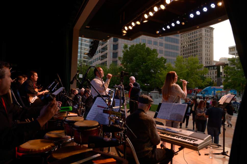 Leah Hogsten  |  Tribune file photo

Katrina Cannon belts out a tune as dancers twirl around the parquet flooring to the Big Band Summer event at Gallivan Center, Tuesday, May 24, 2016, with City Jazz Big Band. Cannon will open the 2017 Salt Lake City Jazz Festival with a tribute to Ella Fitzgerald. She will perform Friday, July 28, at 7 p.m.
