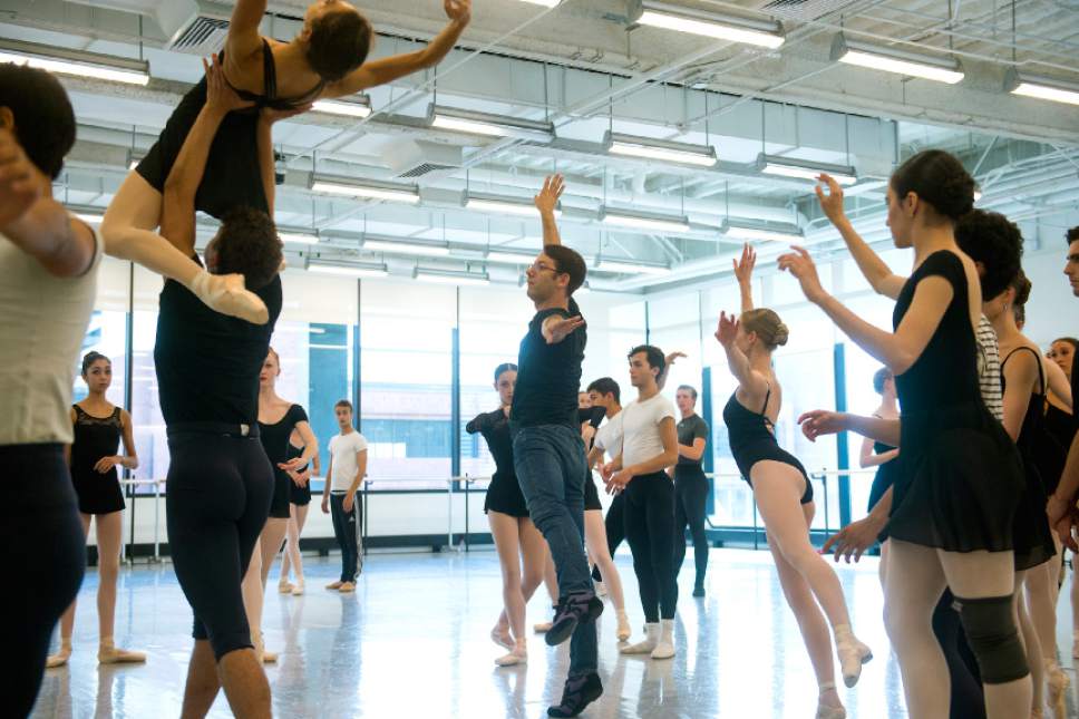 Chris Detrick  |  The Salt Lake Tribune
Ballet West Academy director Peter Merz teaches a workshop with students at Jessie Eccles Quinney Ballet Centre Tuesday, July 11, 2017.