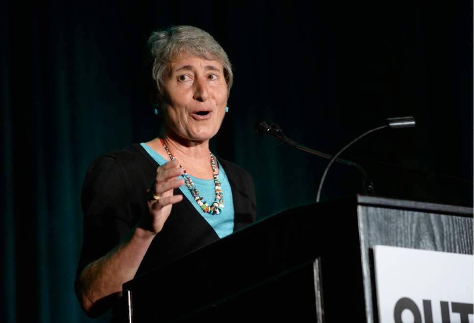 Scott Sommerdorf   |  The Salt Lake Tribune  
Former Interior Secretary Sally Jewell misspoke when she referred to Donald Trump as "President Crump" at the Outdoor Industry Retailers breakfast, Wednesday, July 26, 2017. She immediately corrected herself and said the error was "unintentional."