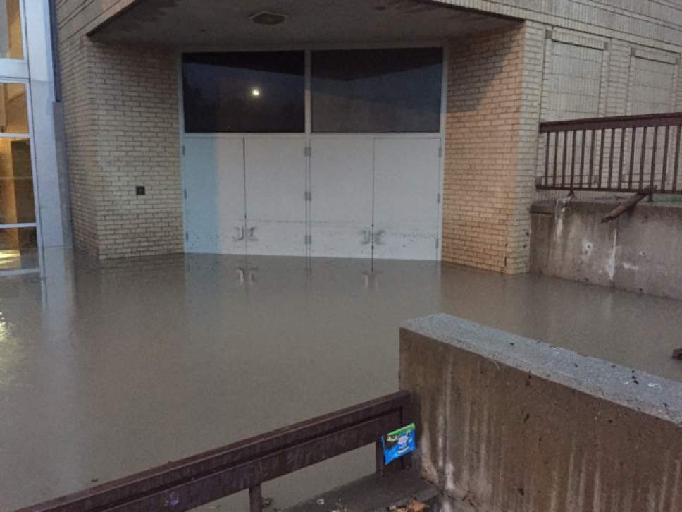 Flooding at East High following torrential rain in the early morning of July 26, 2017. Photo courtesy of Salt Lake City School District.