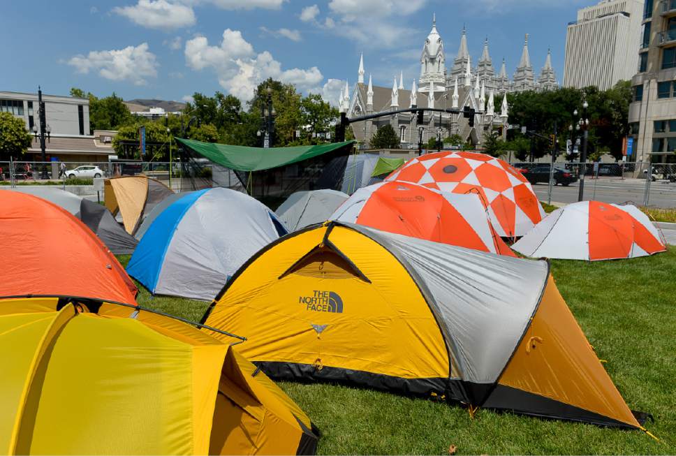 Francisco Kjolseth  |  The Salt Lake Tribune
Soon this tent city, pictured Wednesday, July 26, 2017, will be packed up as the outdoor recreation industry stages its last trade show in Utah before moving to Denver, Colorado after two decades in Salt Lake City.
