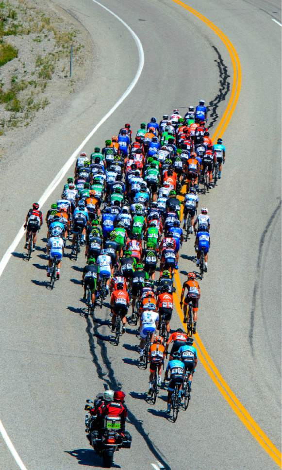 Steve Griffin  |  The Salt Lake Tribune


The peloton heads back up Logan Canyon during Stage 1 of the Tour of Utah bicycle race Monday July 31, 2017. Racers started in Logan and rode around Bear Lake before heading back to Logan for the finish.