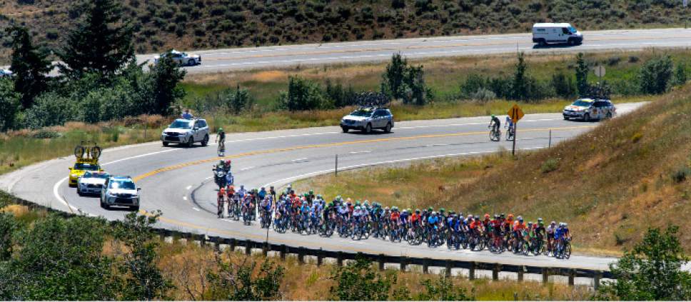Steve Griffin  |  The Salt Lake Tribune


The peloton heads back up Logan Canyon during Stage 1 of the Tour of Utah bicycle race Monday July 31, 2017. Racers started in Logan and rode around Bear Lake before heading back to Logan for the finish.